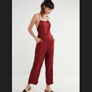 UO Lily Leopard Jacquard Lace-Up Jumpsuit
